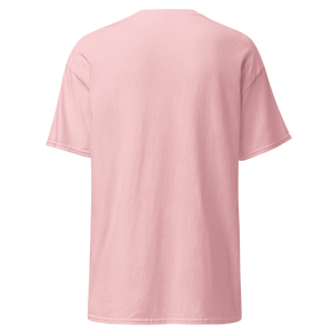 Back view of a unisex light pink statement t-shirt by Pepa de Mango. Clean back design with soft cotton fabric and relaxed silhouette.
