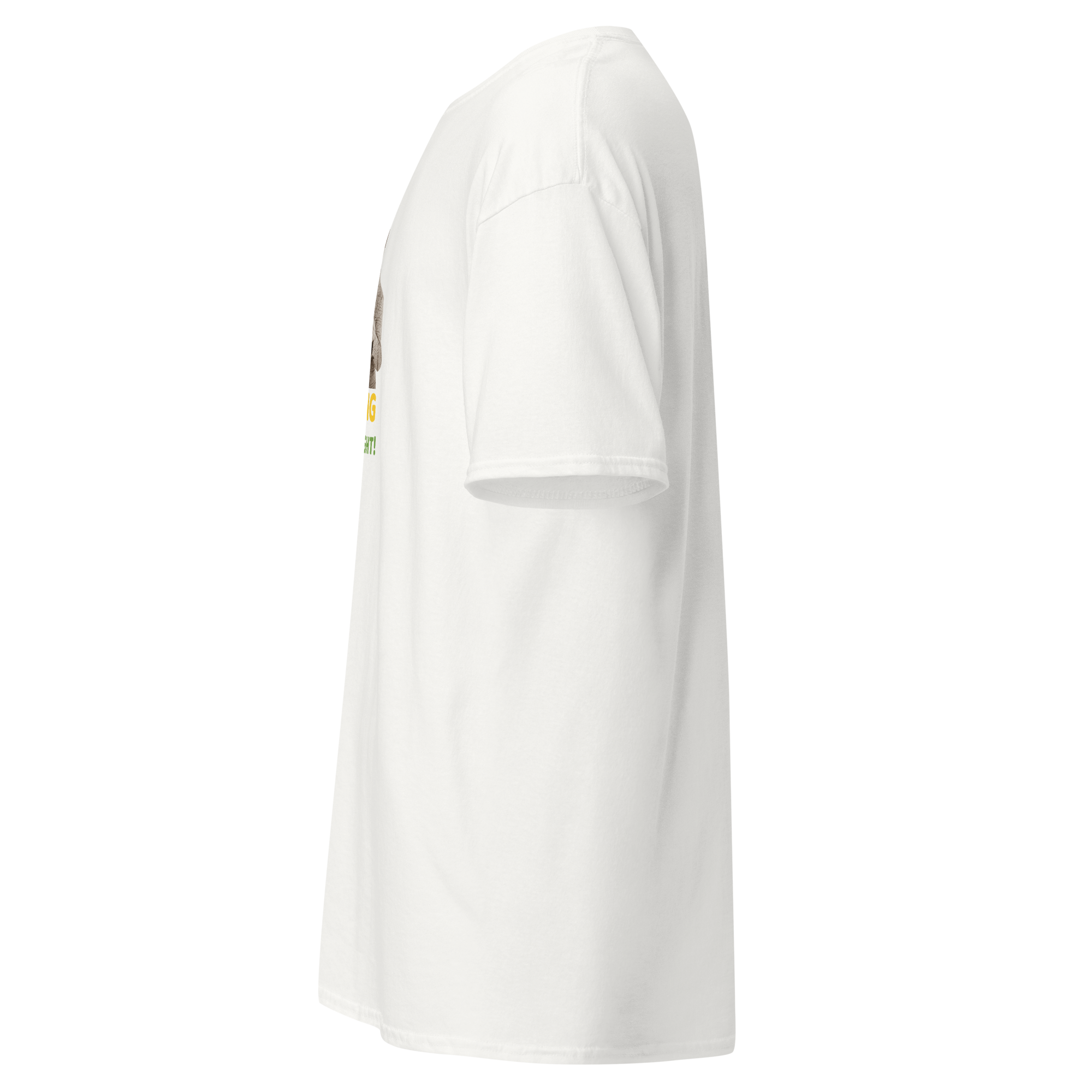 White unisex t-shirt, left side view, showing partial graphic and text “I’m Not Arguing, I’m Just Right!” design made by pepa de mango